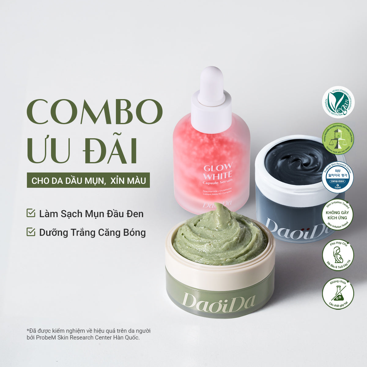 [VOUCHER 200K] Combo 3 Làm Sạch Mụn Đầu Đen & Dưỡng Trắng Căng Bóng