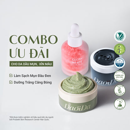 [VOUCHER 200K] Combo 3 Làm Sạch Mụn Đầu Đen & Dưỡng Trắng Căng Bóng