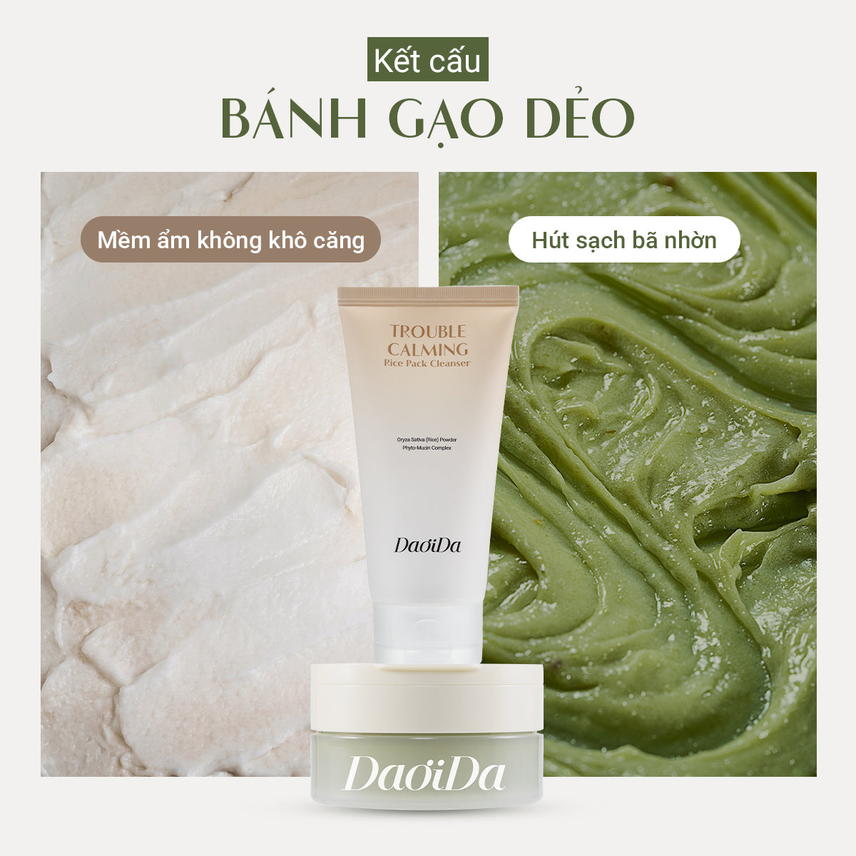 Bộ Đôi Bánh Rửa Mặt Thảo Mộc Tươi & Bánh Rửa Mặt Gạo