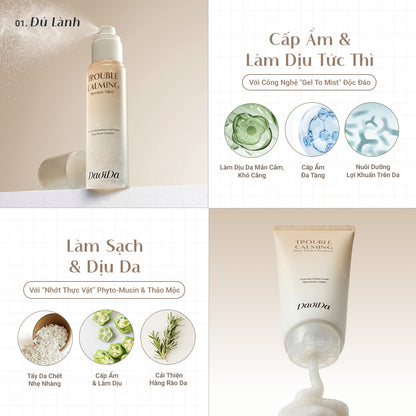 Bộ Đôi Bánh Rửa Mặt Gạo & Serum Mist Nhớt Thực Vật