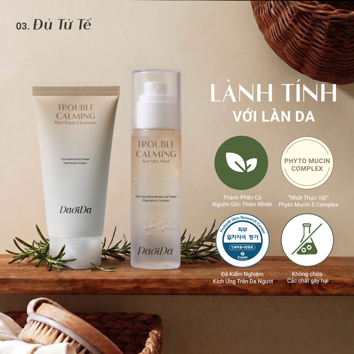 Bộ Đôi Bánh Rửa Mặt Gạo & Serum Mist Nhớt Thực Vật