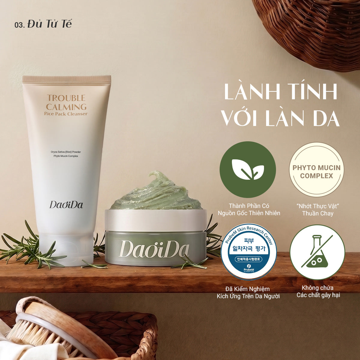 Bộ Đôi Bánh Rửa Mặt Thảo Mộc Tươi & Bánh Rửa Mặt Gạo