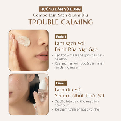 Bộ Đôi Bánh Rửa Mặt Gạo & Serum Mist Nhớt Thực Vật