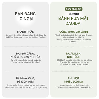 Bộ Đôi Bánh Rửa Mặt Thảo Mộc Tươi & Bánh Rửa Mặt Gạo