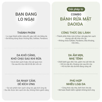 Bộ Đôi Bánh Rửa Mặt Thảo Mộc Tươi & Bánh Rửa Mặt Gạo