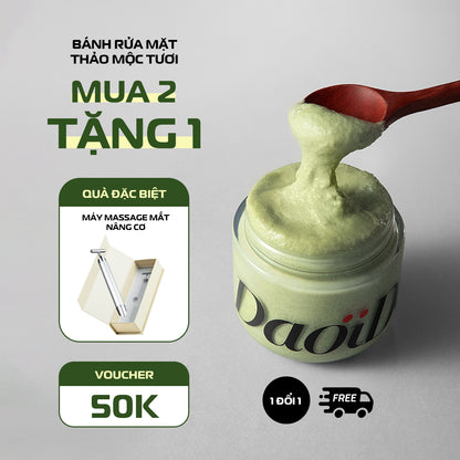 [1 ĐỔI 1] Bánh Rửa Mặt Thảo Mộc Tươi DaoiDa Cải Thiện Mụn Đầu Đen & Lỗ Chân Lông (120G)
